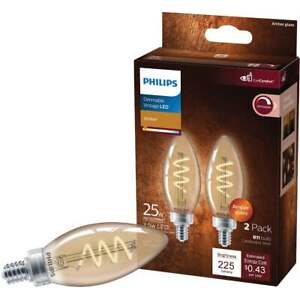 Philips Vintage 25W Equivalent Amber B11 Medium LED Decorative Light Bulb 565804