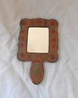 Vintage Souvenir Floral Pattern Leather Make-up Mirror from Granada