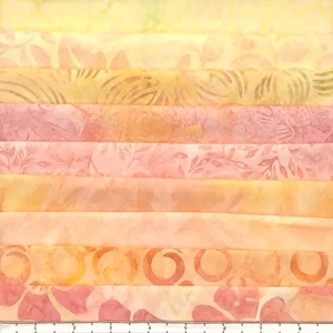 9 Fat Quarters Pastell Orange Gelb Batik Lunn Stoff FQ Pack 100% Baumwolle - Bild 1 von 6