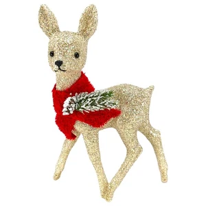Schaller White Gold Glitter Female Doe Deer with Scarf Figurine 8.75 inch New - Picture 1 of 6