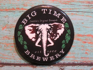 2" BEER BUTTON Pinback ~ BIG TIME Brewery & Restaurant ~ Seattle, WA - Elephant - Picture 1 of 2