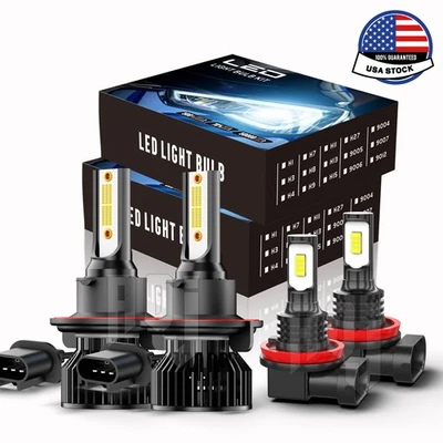 4PCS For Nissan Sentra 2004-2010 LED Headlight High/Lo Fog Light Bulbs Combo — 第 1/4 张图片