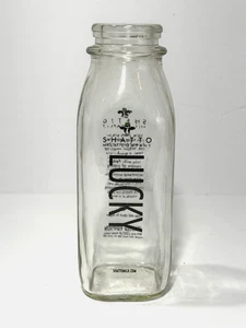 Shatto Milk Bottle Glass Lucky St Patricks Day NO Cap Mint Chocolate EMPTY - Picture 1 of 8
