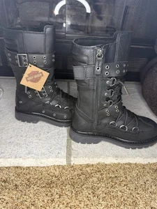 Botas de motocicleta de combate Harley Davidson Uplift HDW con cremallera lateral talla 8 D84810 - Imagen 1 de 8