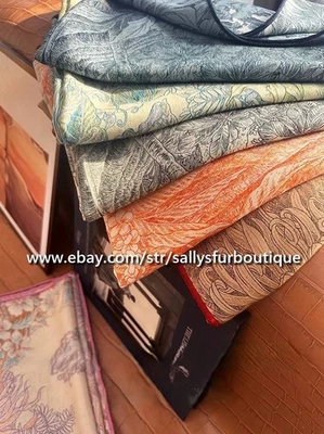 Sallys 70% Cashmere & 30% Silk Wrap Scarf Garden Print Double Face Shawl 53" - Image 1 of 4