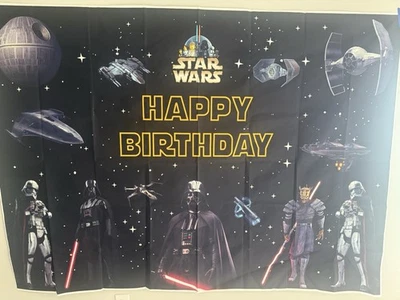 Banner telón de fondo de feliz cumpleaños de Star Wars de vinilo de 7 pies x 5 pies Foto 1 de 4