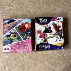 Trolls World Tour and Disney Princesses puzzle set 48 pc - Picture 1 of 4