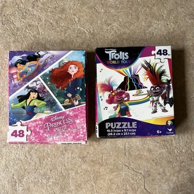 Trolls World Tour and Disney Princesses puzzle set 48 pc - Image 1 of 4
