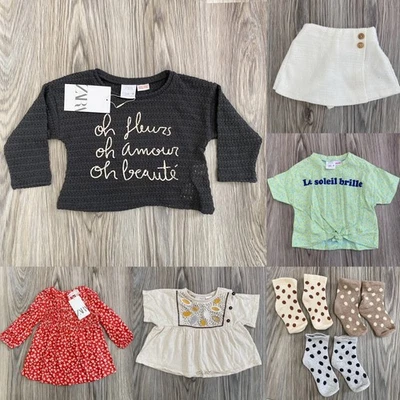 Zara Baby Bundle 9-12 mesi set 6 pezzi bambina nuovo con etichetta grafica top vestito skort - Immagine 1 di 4