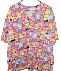Natural Uniforms Natural Prints DOG THEME Scrub Shirt Women's  LARGE - Picture 1 of 7