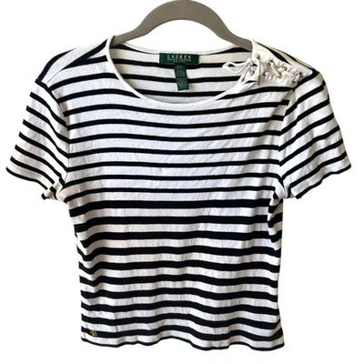 Lauren Ralph Lauren Petite S Stripe Nautical Fishermen Beach Chic Feminine - Image 1 of 4