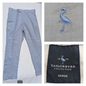 Mens Golf Pants Linen Tailorbyrd Collection Lt Blue MP16C 1-450 TaperedLeg 32x32 - Picture 1 of 19