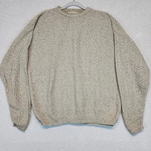 Vintage 90s Crossings Pullover Herren XL Beige Grobstrick Waffelstrick Baumwolle USA Dad - Bild 1 von 10