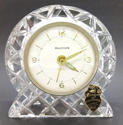 Bouquet by Westmore Germany Clock in Handcut Czechoslovakia Crystal Frame- 10cm - Image 1 of 4