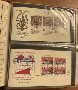 78 estampillas mixtas de portadas de primer día de NACIONES UNIDAS 1989-1991 con carpeta. Lote raro - Imagen 1 de 24