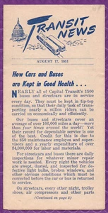August 1951 Transit News, Washington, D.C., Capitol Transit Co. Newsletter - Bild 1 von 3