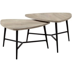 Pemberly Row 2 Piece Contemporary Wood Top Nesting Coffee Table Set in Taupe - Picture 1 of 4