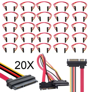 20PCS 15+7 Pin SATA HDD Extension Cable Data+Power Male to Female, 19" / 50cm - Picture 1 of 10