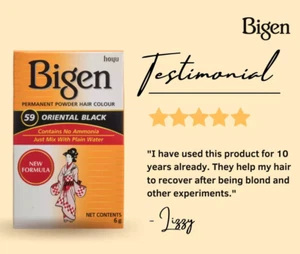 Bigen Permanent Powder Hair Dye Colour ALL COLOURS No Amonia Mix With Water - Picture 1 of 21