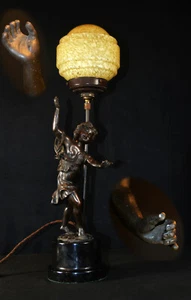 Vintage 1920s Art Deco Figural Lamp original Bronze Sculpture After Clodion - Picture 1 of 12