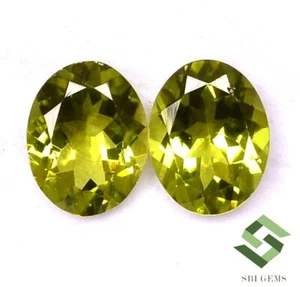 Certified Natural Peridot Oval Cut Pair 9x7 mm 3.75 CTS Calibrated Loose Gems - Picture 1 of 5