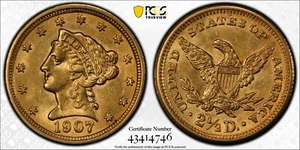 1907 GOLD G$2.5 Gold Indian Head Coin PCGS Gold Shield AU58 - See Video - Picture 1 of 5