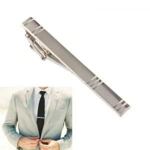 Mens Silver Tie Clip Pin Stainless Steel Fashion Clasp Bar Office Wedding gift - Picture 1 of 1