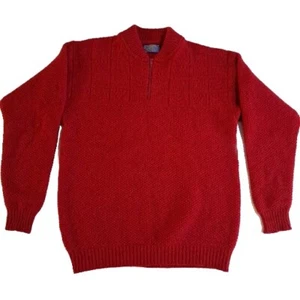 PENDLETON USA Made Wool 1/4 Zip Knit Sweater Pullover L Grandpa Ski Christmas  - Picture 1 of 24