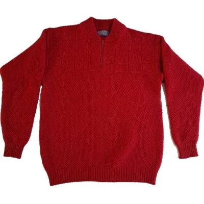 PENDLETON USA Made Wool 1/4 Zip Knit Sweater Pullover L Grandpa Ski Christmas  - Image 1 of 4