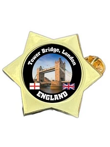 Tower Bridge London England Gold Star Lapel Pin Badge - Picture 1 of 4