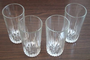 Clear Glass Cooler Tumbler Glasses 16 oz. Vertical Ribs Lines Lot of 4 - Picture 1 of 4