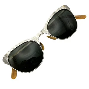Cat Eye Sunglasses Eyeglass Bifocal Designer Silver Metal Frames Only VTG - Picture 1 of 16