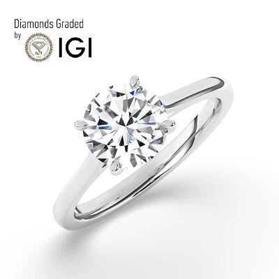 Round Solitaire 950 Platinum Engagement Ring, 2 ct, Lab-grown IGI Certified - Image 1 of 4