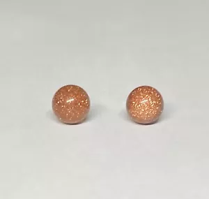 14 Karat Yellow Gold Filled 7mm Goldstone Venturina Stud Earrings - Picture 1 of 3