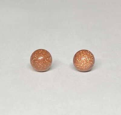 14 Karat Yellow Gold Filled 7mm Goldstone Venturina Stud Earrings - Image 1 of 3