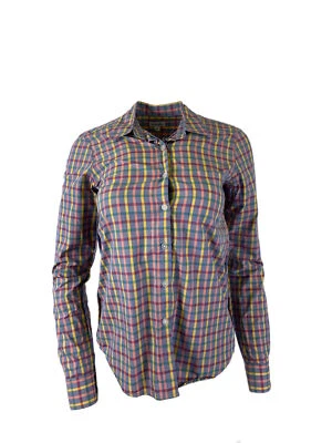 Camisa informal STEVEN ALAN para mujer púrpura costura inversa a cuadros talla P nueva con etiquetas Foto 1 de 3