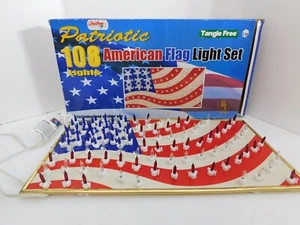 108 Bulb Lighted American Flag Patriotic lighted Decoration Indoor & Outdoor - Picture 1 of 8