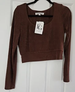 Lola and grace Women Brown long sleeve stretch knit Top Small NWT (51) - Picture 1 of 4