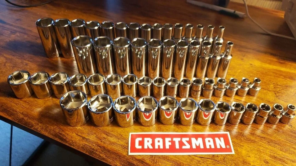 CRAFTSMAN  56pc Short & Deep 3/8 dr  SAE METRIC 6pt ratchet wrench socket set - Image 1 of 1