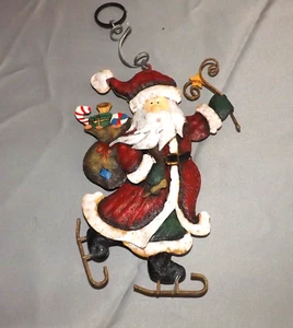 Papá Noel en Patines Colgante Adorno Metal 7 Pulgadas Alto 3D - Imagen 1 de 2
