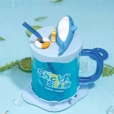 Geekshare Tiburón Alta Capacidad Taza Vidrio Redonda Transparente Taza Paja 800ml Foto 1 de 4