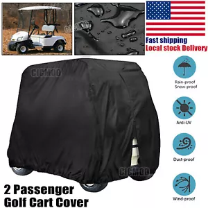 Black Waterproof Golf Cart Storage Cover 2/4 Passenger for EZGO Club Car Yamaha - Picture 1 of 15