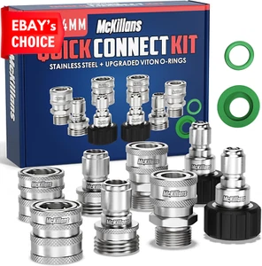 M22 14mm Pressure Washer Quick Connect Kit Stainless Steel Male Female 3/8" - Picture 1 of 12
