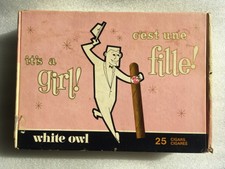 VINTAGE CANADA IT A GIRL WHITE OWL CIGAR BOX GENERAL MONTREAL QUEBEC TOBACCO