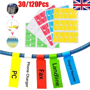 30-120Pcs Self-adhesive Waterproof Cable Labels Identification Tags Sticker UK - Afbeelding 1 van 22