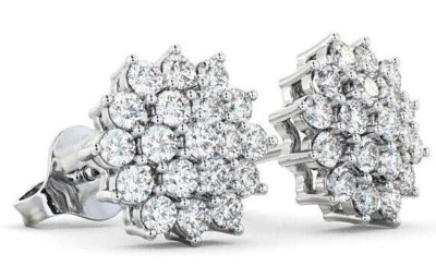 Pendientes redondos de cúster pavimentados en oro 18K enchapados en 10 mm para orejas heladas para hombre y mujer Foto 1 de 2