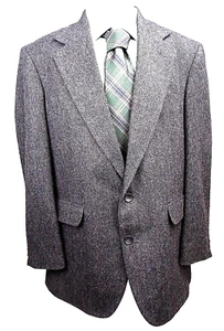 Haggard Imperial Men's 40 Vented 2 Button Dark Gray Herringbone Sport Coat - Picture 1 of 12