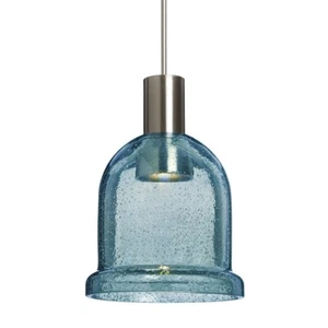 Besa Lighting Kiba 1 Light LED Pendant, Satin Nickel/Blue - 1XT-KIBABL-LED-SN - Picture 1 of 1