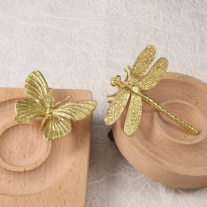 1 pieza perillas de puerta de gabinete armario cajón tiradores mariposa/libélula mango de latón - Imagen 1 de 13