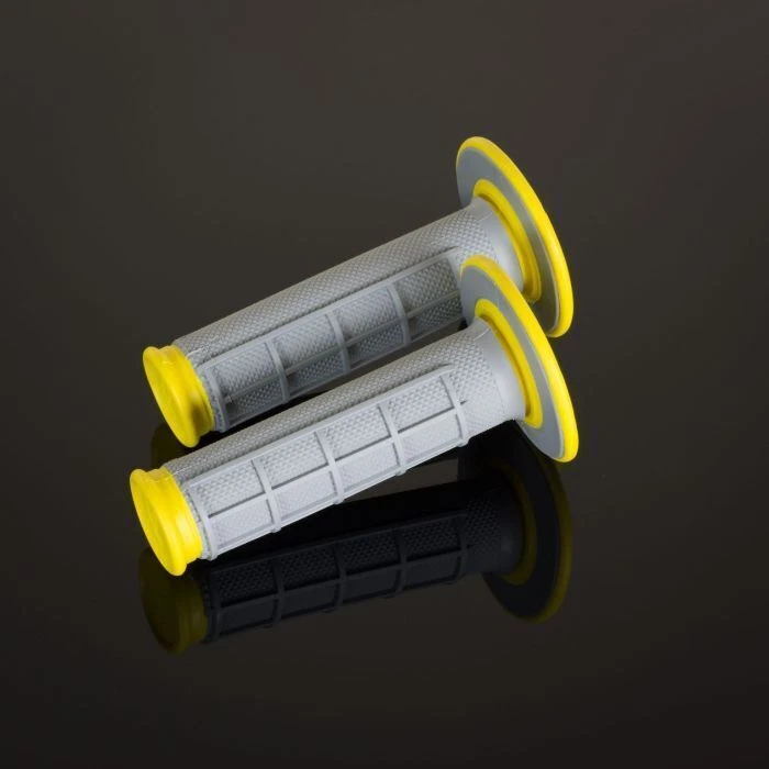 Renthal G192 MX Handlebar Grips - Dual Compound, Half Waffle, Grey / Yellow - Image 1 of 1